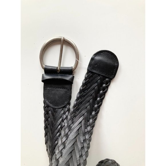 TOMMY HILFIGER Black Braided Woven Leather Hip Belt, Size XS - Picture 7 of 12